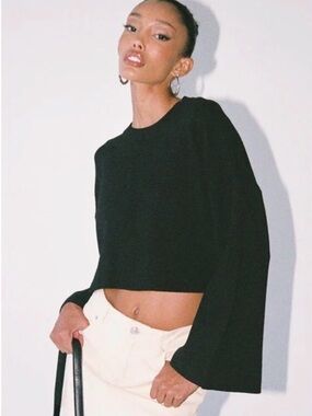 Princess Polly Black Cropped Sweater